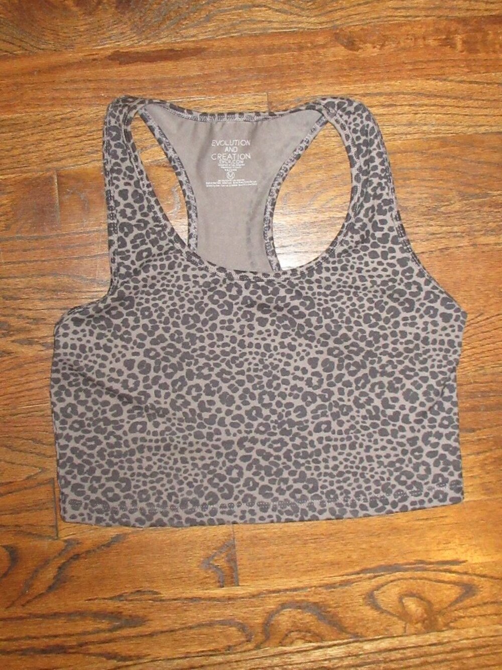 Evolution and Creation Cropped Racerback Tank Leopard Print Size M